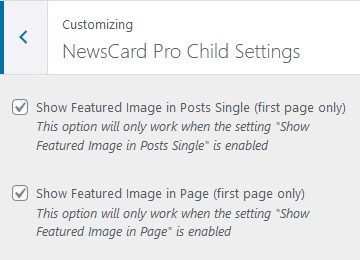 Newscard Pro extra child options